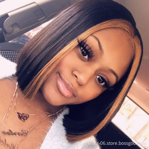 Cheap Wholesale Transparent Lace Wig Highlight Cute Bob Wigs Ombre Honey Blonde Virgin Human Hair HD Lace Frontal Closure Wig